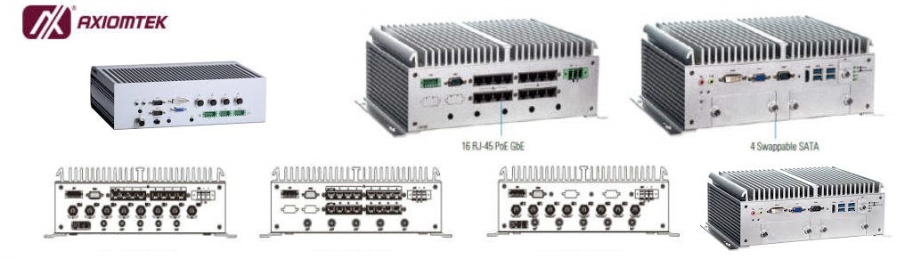 Axiomtek’s 16-PoE Fanless Embedded Systems
