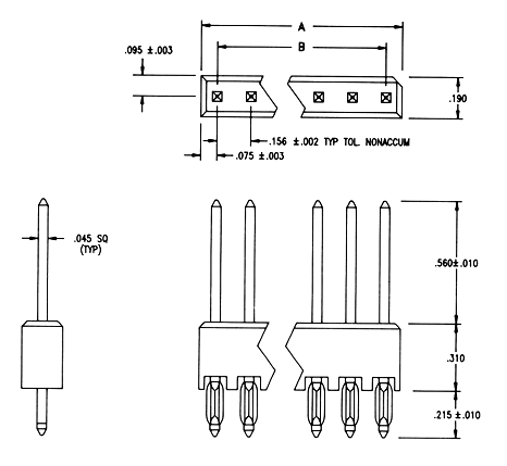AWI connectors 5045 - Single Row Header - Electronic Mechanical Components Distributor