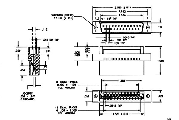 AWI connectors - 5425 - Male D-Sub to card edge - Electronic Mechanical Components Distributor