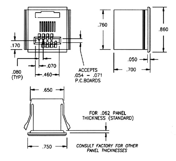 AWI connectors - 7600 - Telco Jack to card edge - Electronic Mechanical Components Distributor