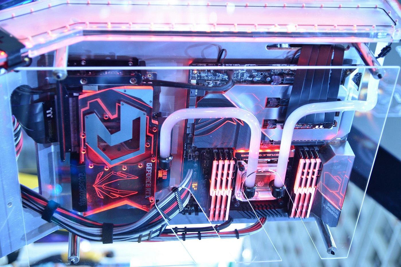 a computer motherboard inside a case