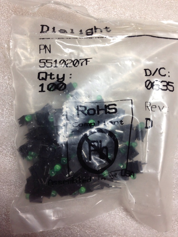 551-0207F DIALIGHT Green LED 3MM 10MA 563NM Trusted Distributor 551-0207F DIALIGHT Green LED 3MM 10MA 563NM