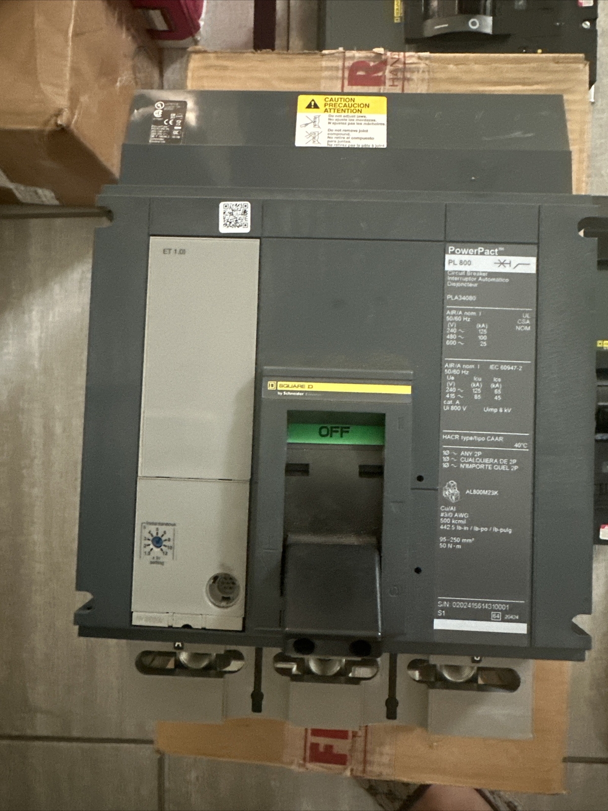 PLA34100U31A Schneider Circuit Breaker 480V 1kA 3-Poles Trusted Distributor PLA34100U31A Schneider Circuit Breaker 480V 1kA 3-Poles