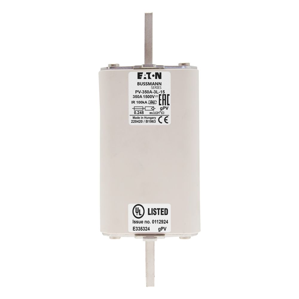 PV-350A-3L-15 Bussmann Solar Fuse 350A 1.5kVDC Blade Trusted Distributor PV-350A-3L-15 Bussmann Solar Fuse 350A 1.5kVDC Blade