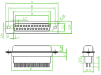 DBE-F25SBTF5.4/12.7-L Amtek Connector D25 Female Straight PCB