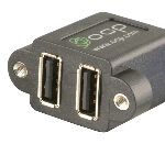 62-00187-03 SGW OCP CONNECTOR USB DUAL TYPE-A MALE CABLE TO TYPE-A FEMALE STRAIGHT PANEL MOUNT U4-40 THERMOPLASTIC BLACK WITH 3-FOOT CABLE RoHS
