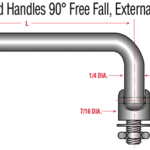 AMATOM 11709-A-2528 Aluminum Round Handle 1/4" 90 Degree Free Fall with External 1/4"-28 Threaded Stud