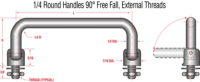 AMATOM 11709-A-2528 Aluminum Round Handle 1/4" 90 Degree Free Fall with External 1/4"-28 Threaded Stud