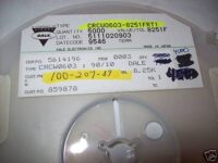 CRCW0603-8251FRT1 Vishay / Dale Resistor 8.25k Ohms 0.1W 1% SMD 0603