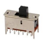 MHS222 Nidec Copal Slide Switch 0.2A 12VDC DPDT PC Pins