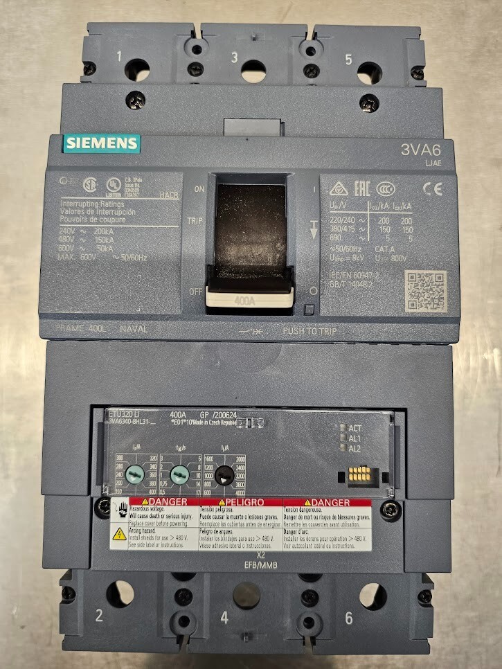 3VA6340-0HM31-0AA0 Siemens Circuit Breaker 480V 400A 3-Poles Trusted Distributor 3VA6340-0HM31-0AA0 Siemens Circuit Breaker 480V 400A 3-Poles